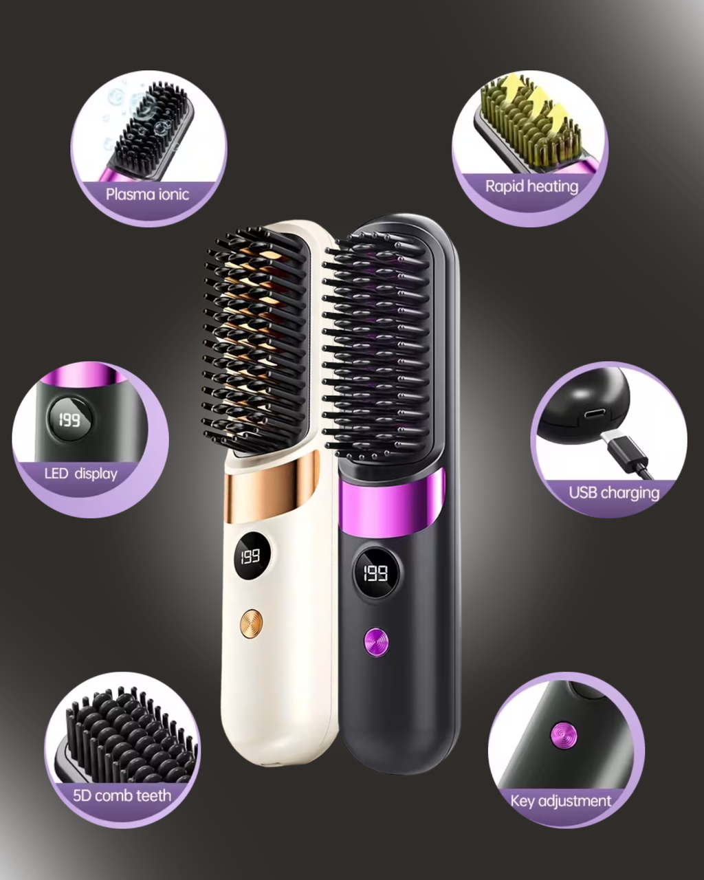 Cordless Hair Straightener Brush