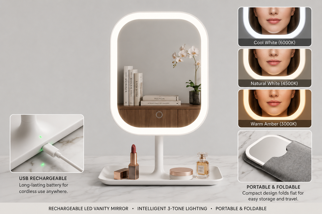 LED Makeup Mirror - Rechargeable Vanity Mirror